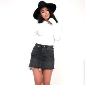 Free People Washed Black Distressed Hem Mini Skirt